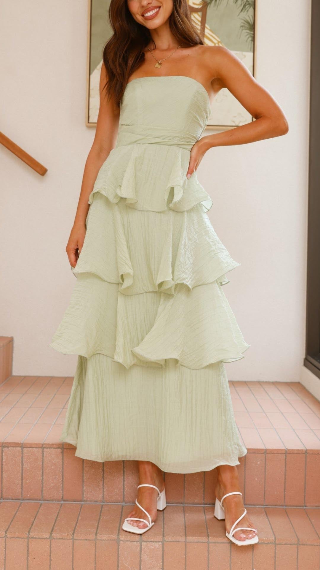 Kate | Rochie Maxi cu Volane în Straturi