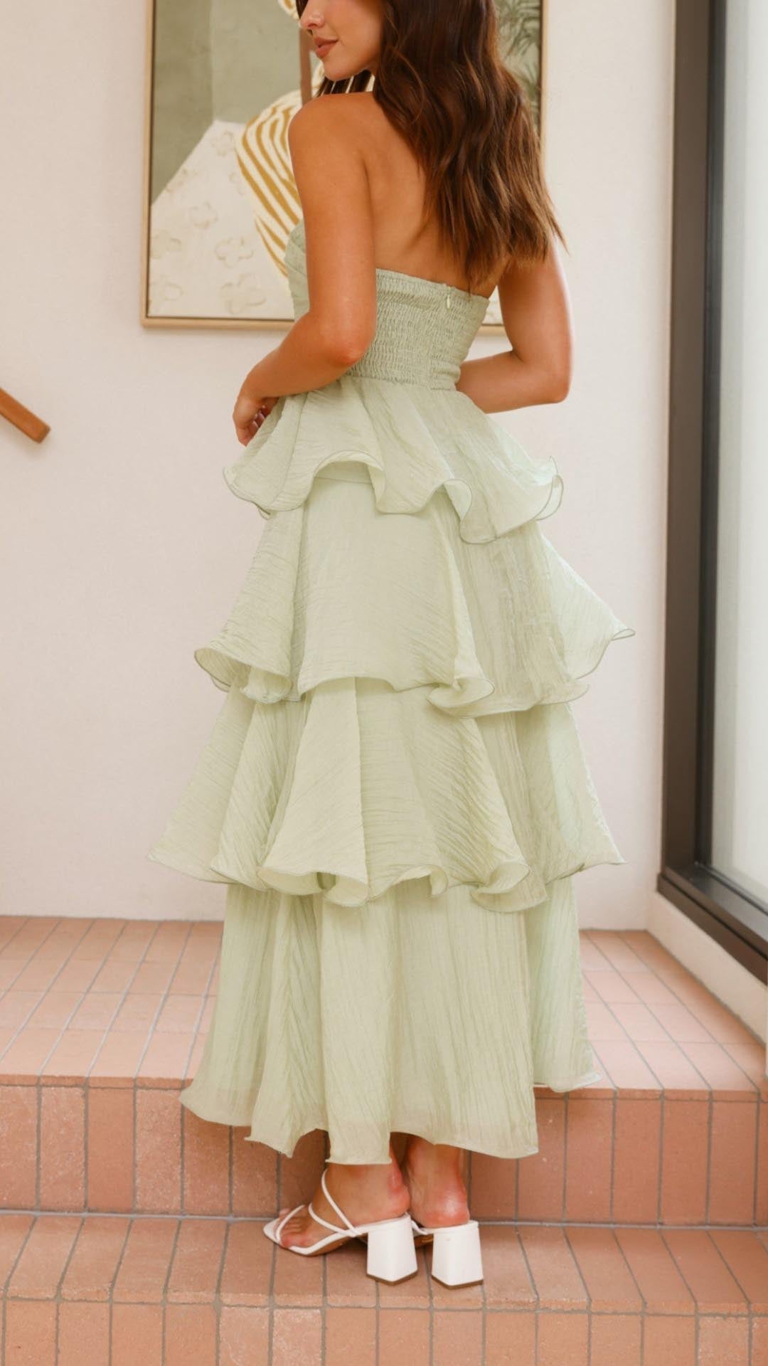 Kate | Rochie Maxi cu Volane în Straturi
