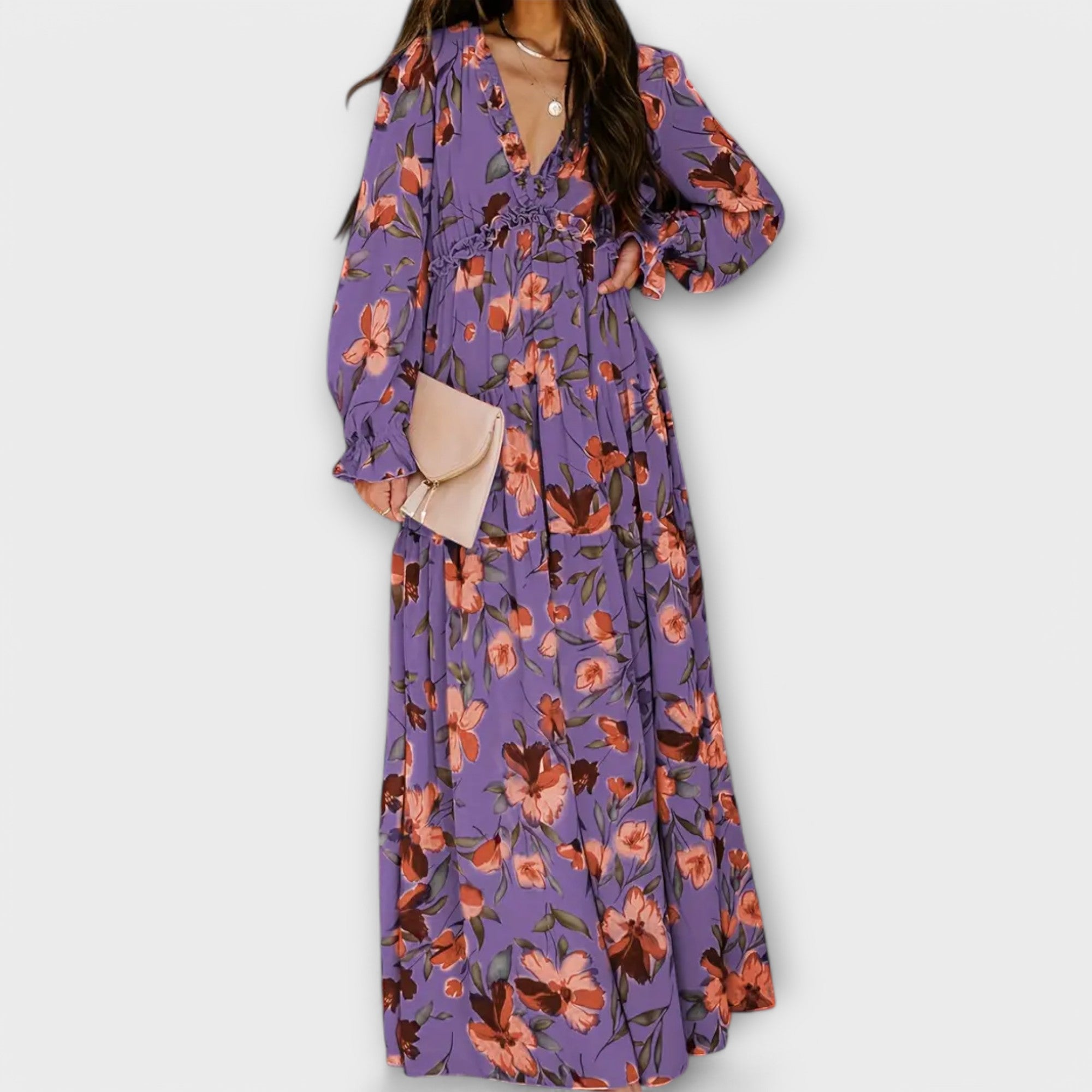 Helena – Rochie de Damă Lungă Elegantă din Material Ușor