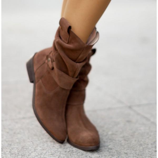 Alexis – Botine de Damă din Suede cu Toc Jos Elegant