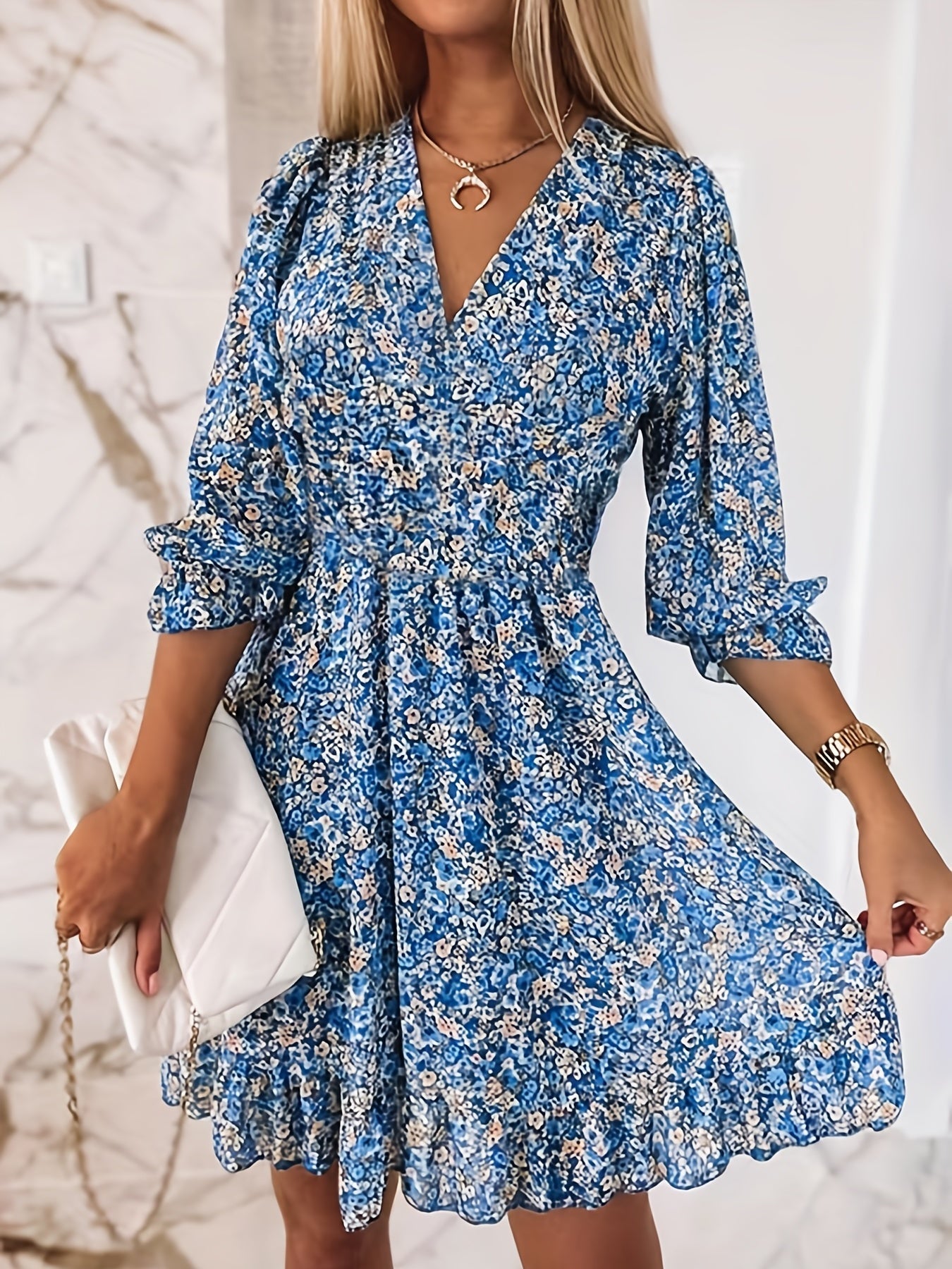 Alina – Rochie de Damă cu Volane la Mâneci Elegantă și Feminina