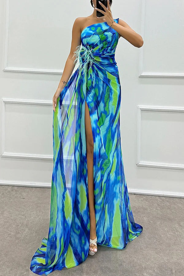 Mavis – Rochie de Damă Maxi Elegantă cu Imprimeu Vibrant