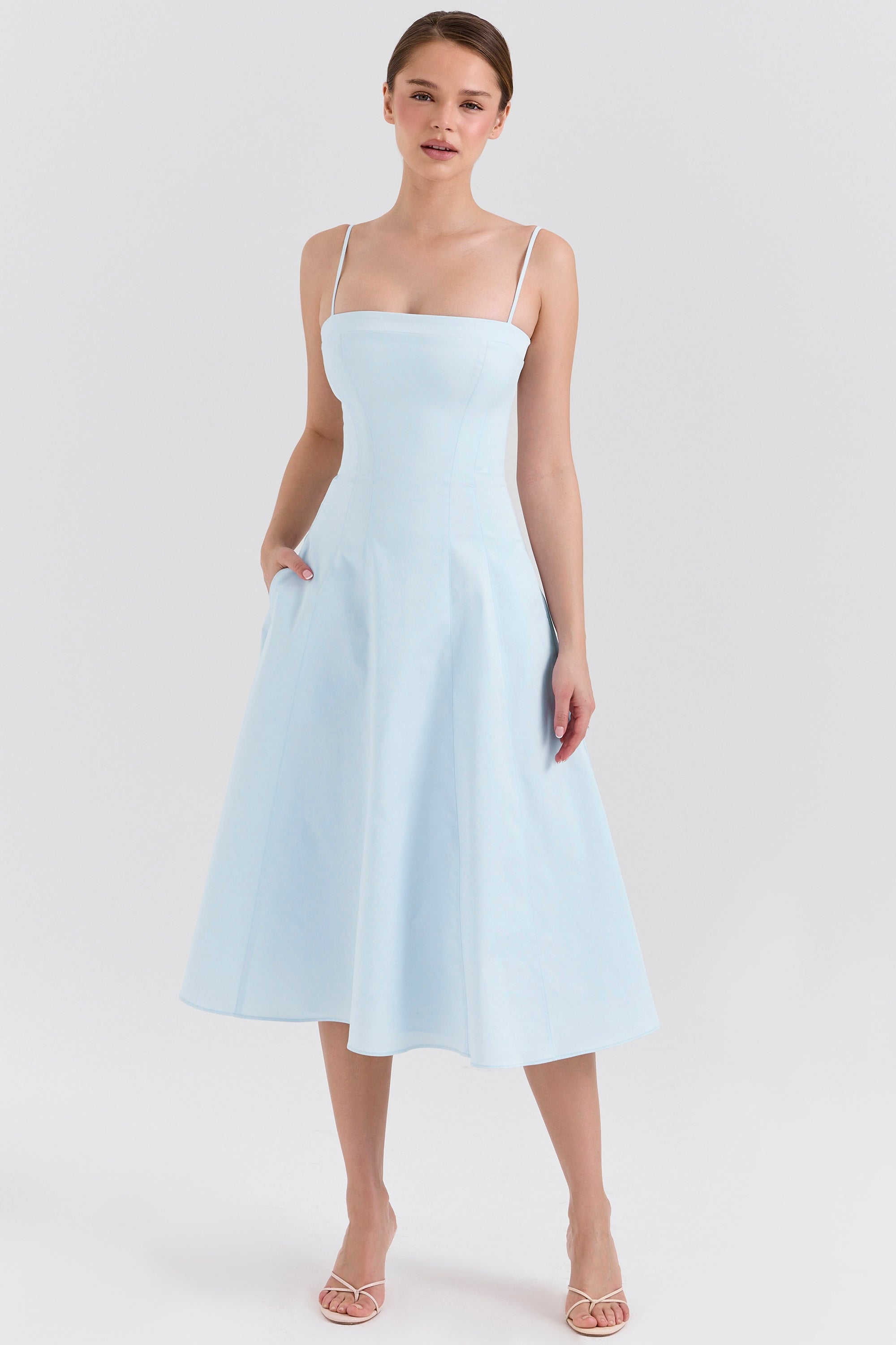 Dolly – Rochie de Damă Midi A-Line din Bumbac Elegantă