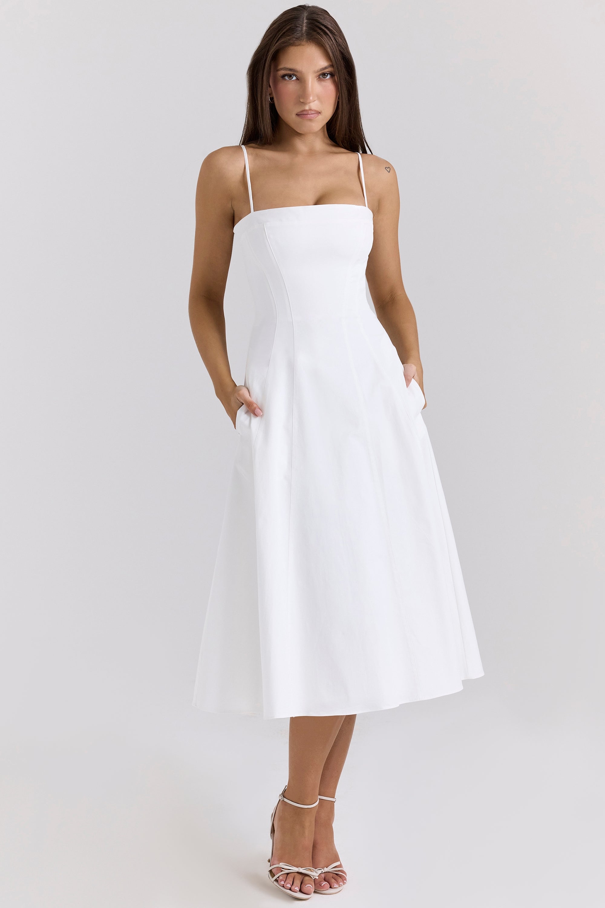 Dolly – Rochie de Damă Midi A-Line din Bumbac Elegantă