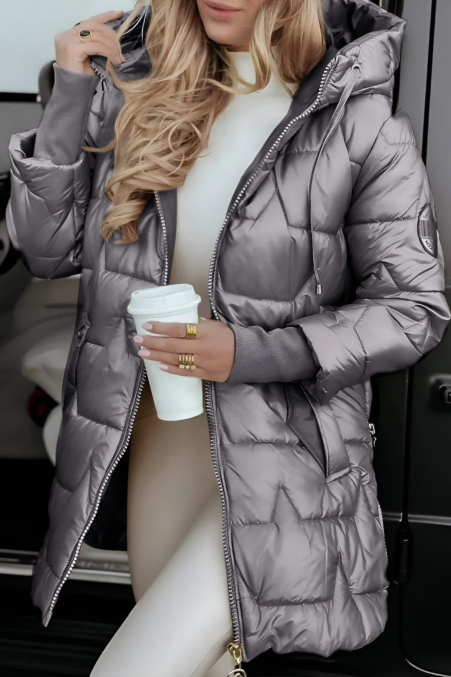 Mageina | Palton Elegant de Iarnă cu Glugă și Umplutură