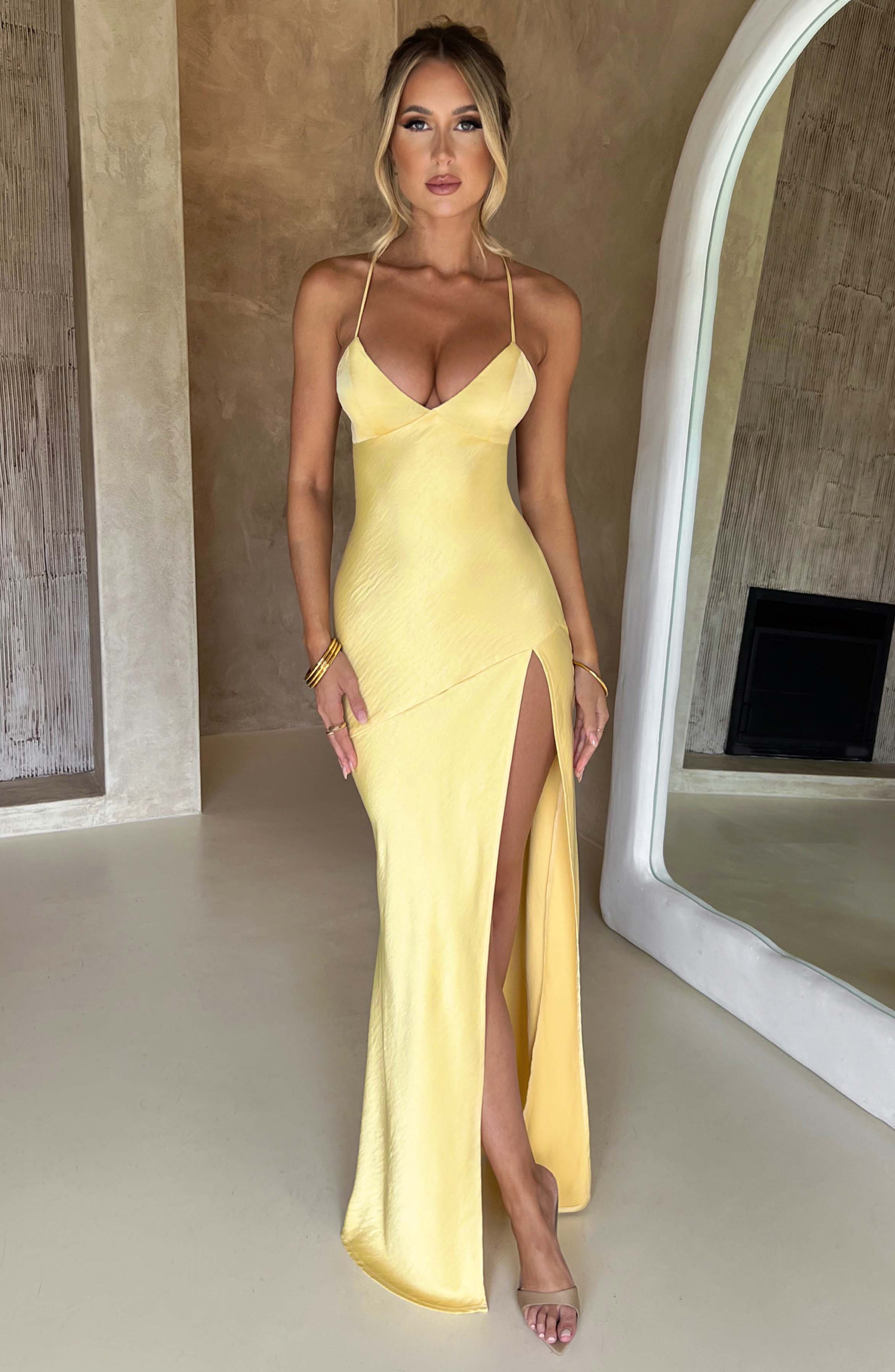 Meliva – Rochie Maxi de Damă cu Decolteu Înalt Satinată