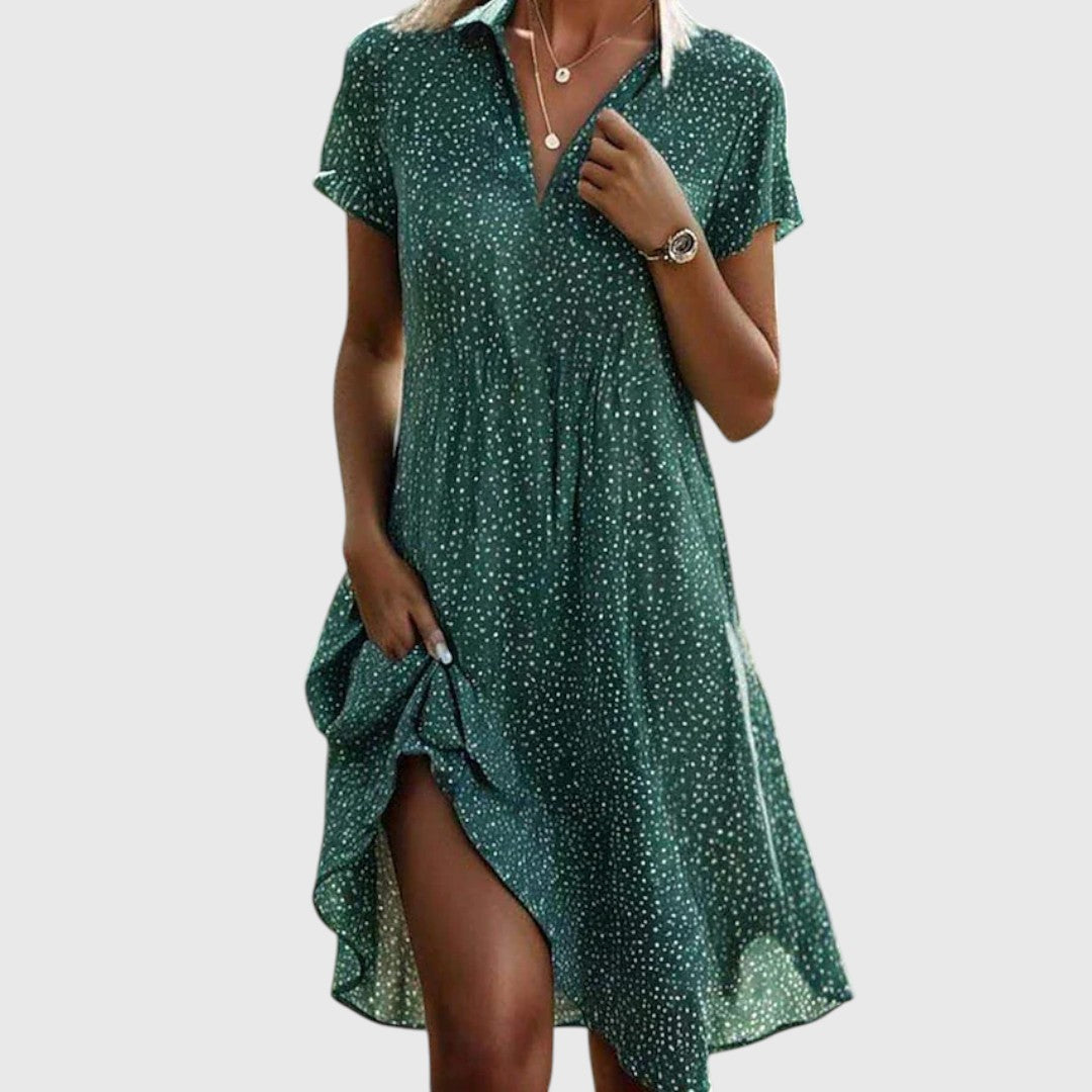 Mary - Rochie Midi cu Mâneci Scurte