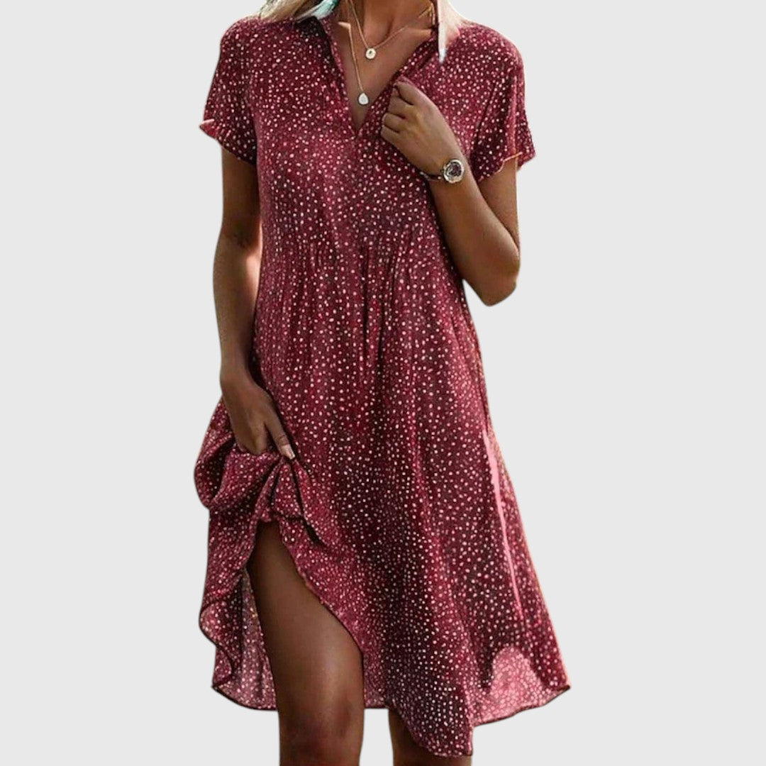 Mary - Rochie Midi cu Mâneci Scurte