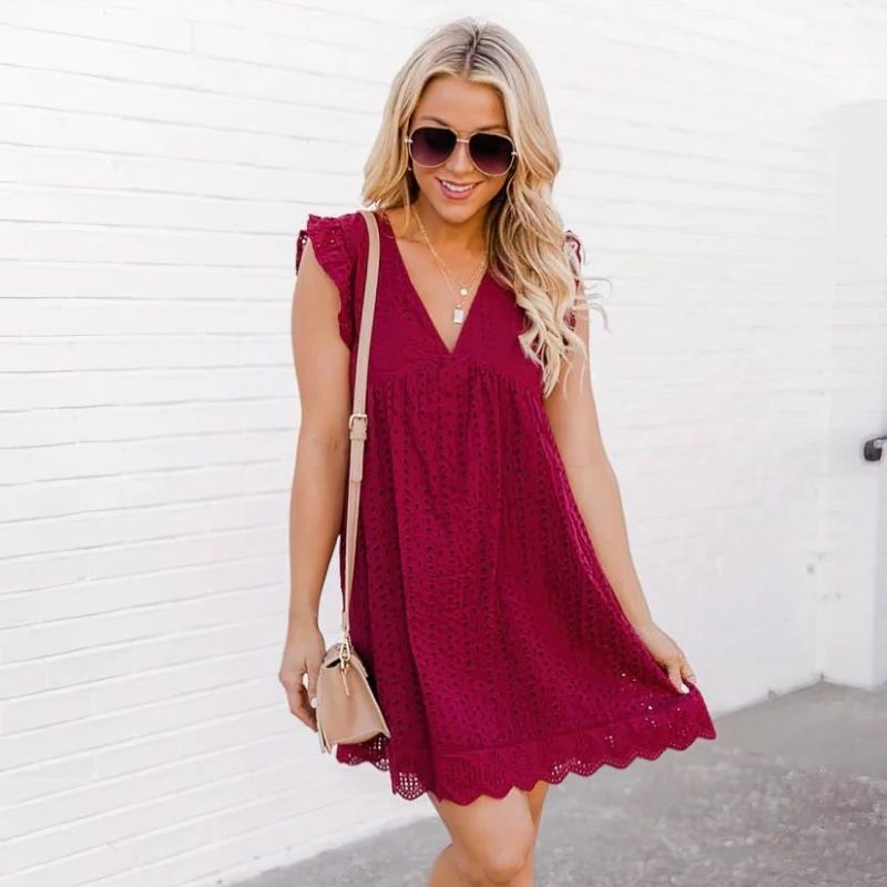 Isabella™ | Rochie mini cu broderie
