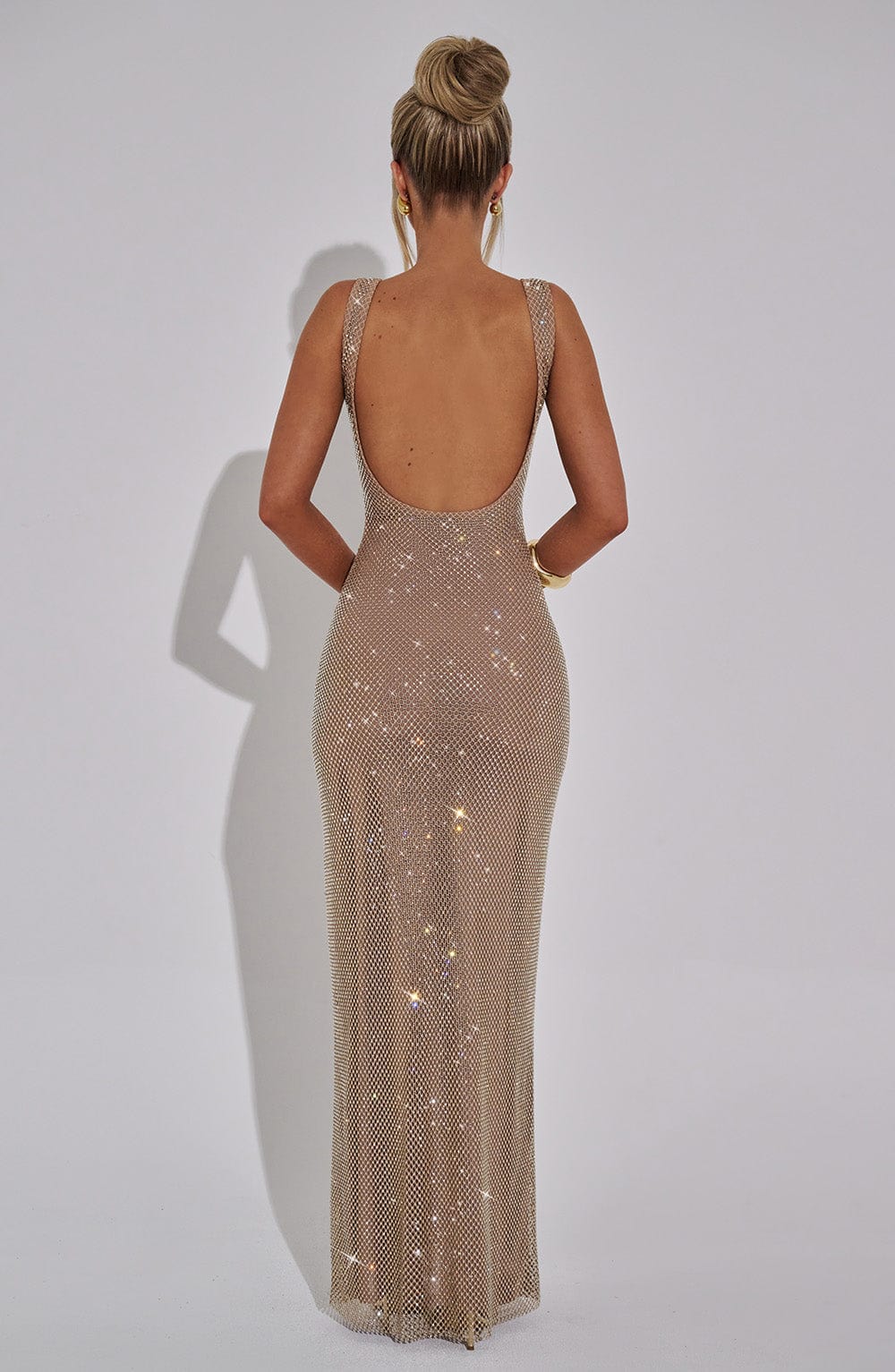 Sariel – Rochie Maxi Strălucitoare Bodycon cu Decolteu Pătrat