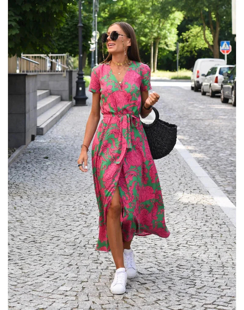 Agnieska – Rochie de Damă Elegantă Midi cu Decolteu în V
