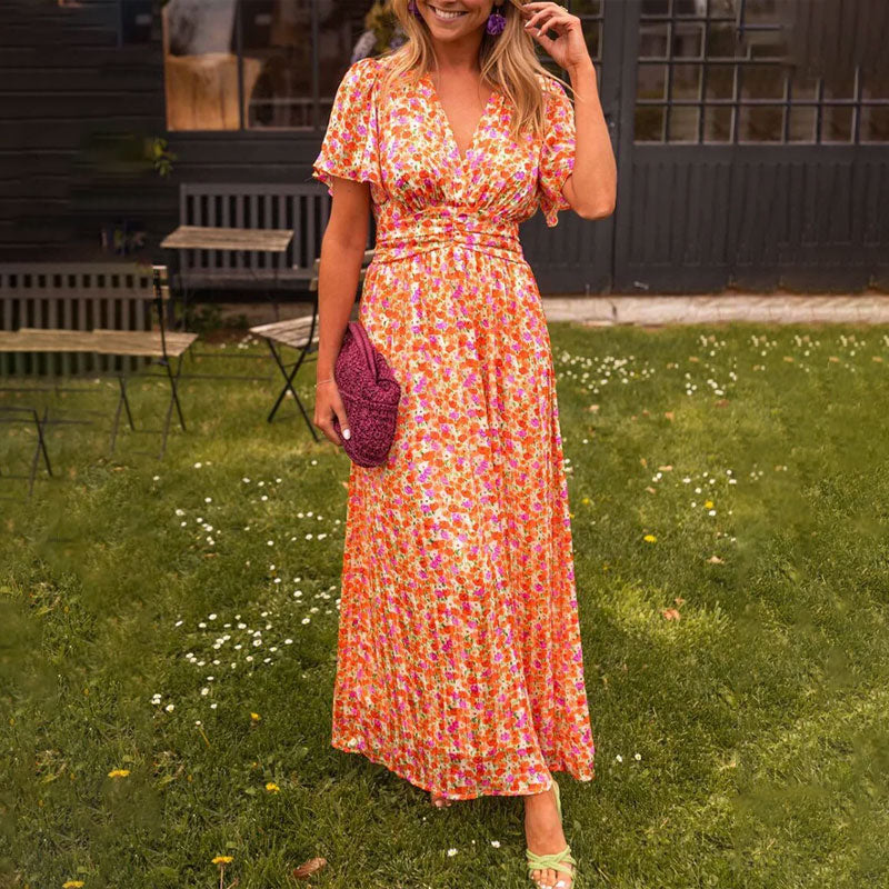 Seraphina™ | Rochie maxi cu flori și volane