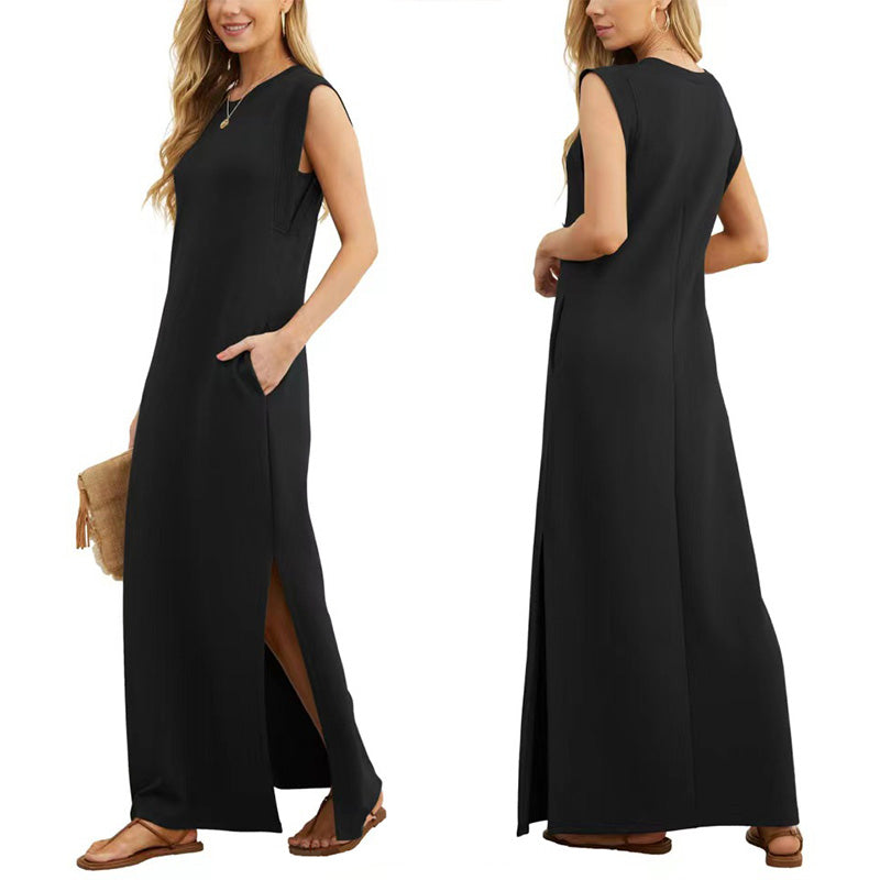 Therese™ | Rochie maxi fără mâneci în stil minimalist