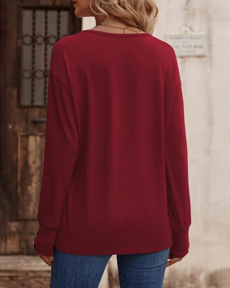 Therese – Top de Damă V-Neck Elegant cu Nasturi