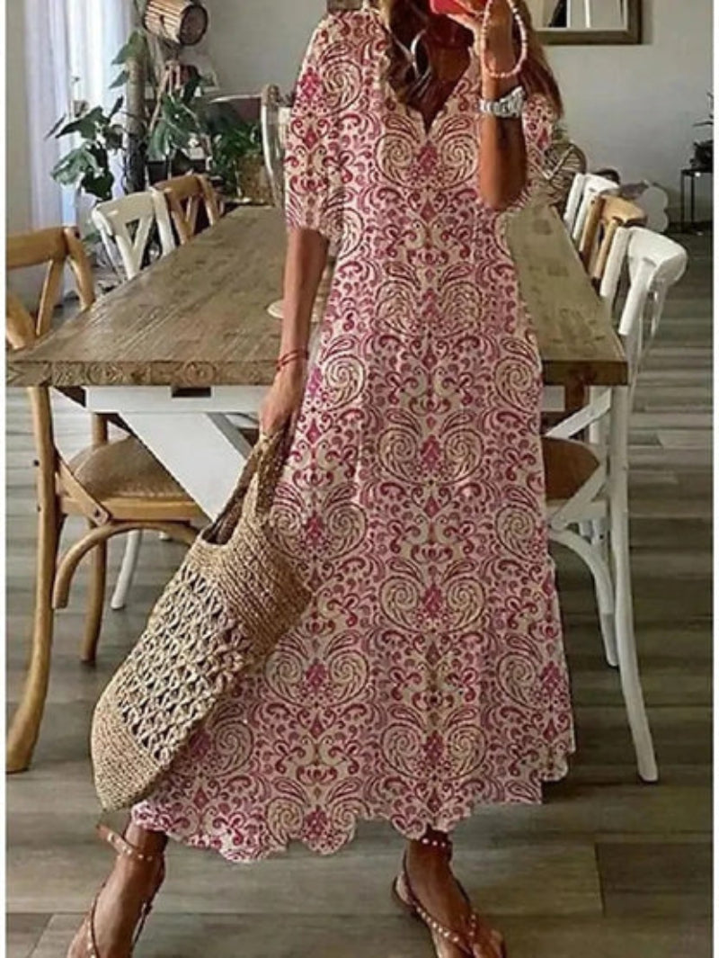 Sophia - Rochie de Vară Boho Vintage cu Decolteu în V