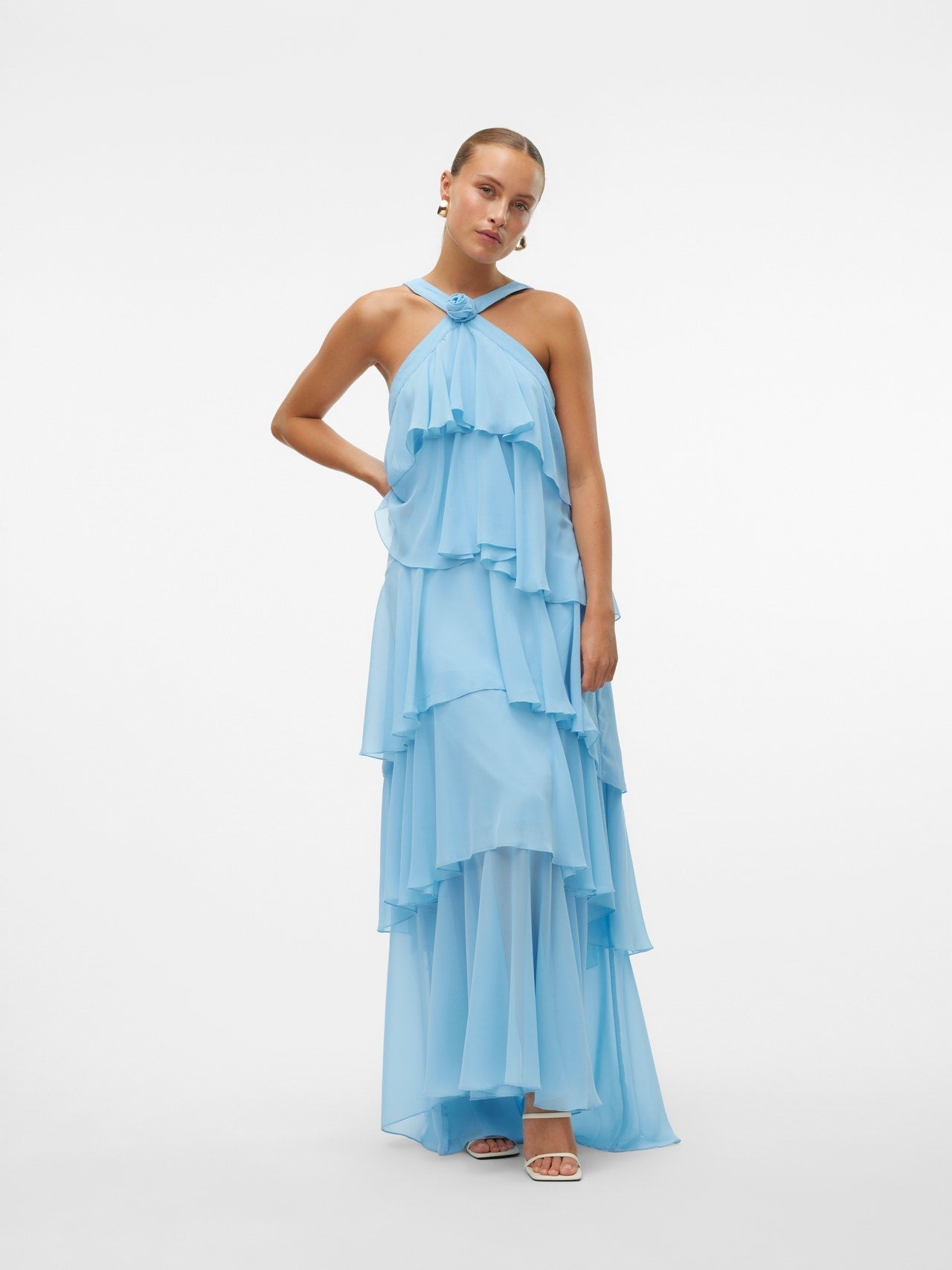 Vera – Rochie Maxi de Damă cu Volane Stratificate Elegantă