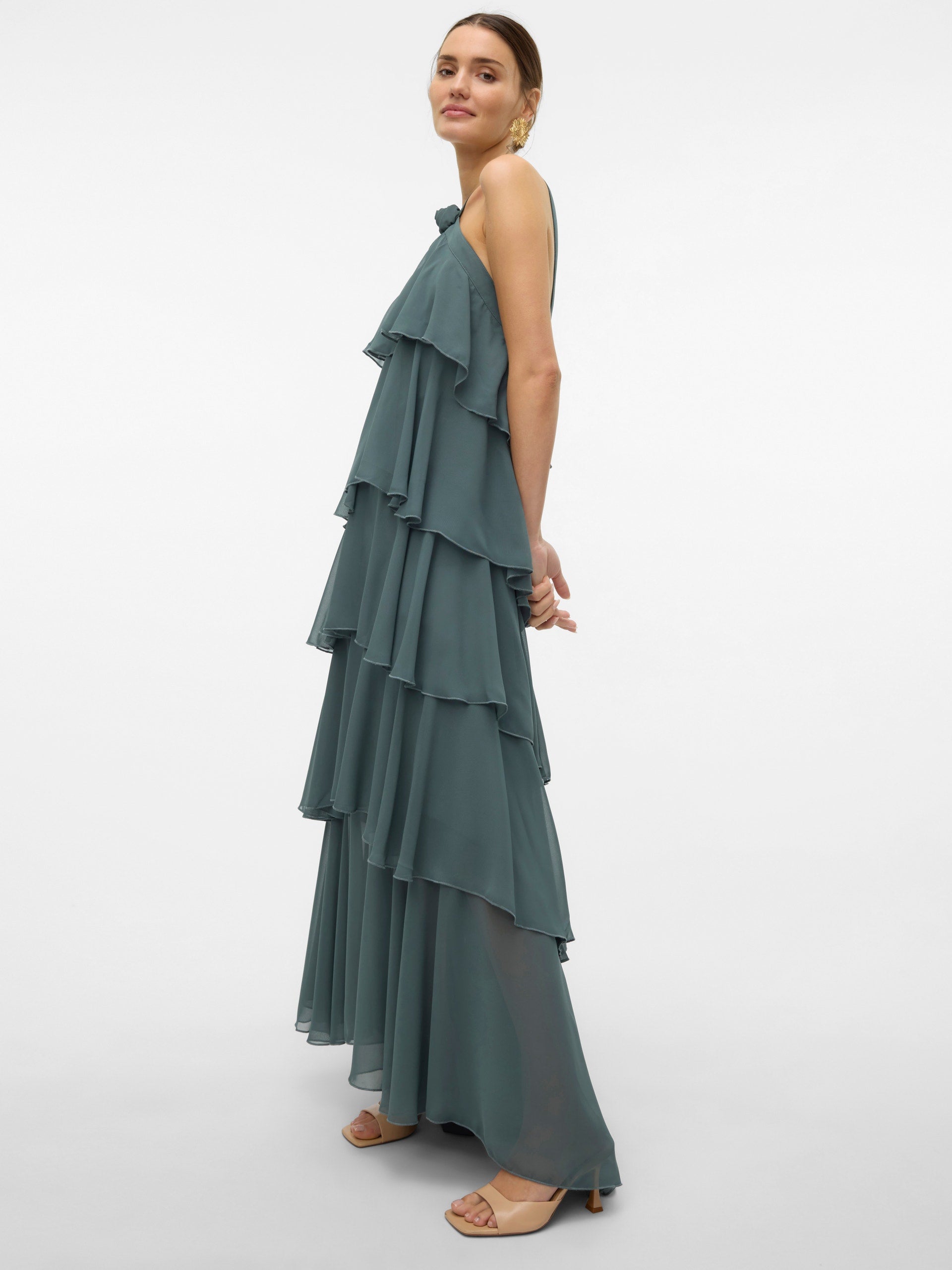 Vera – Rochie Maxi de Damă cu Volane Stratificate Elegantă