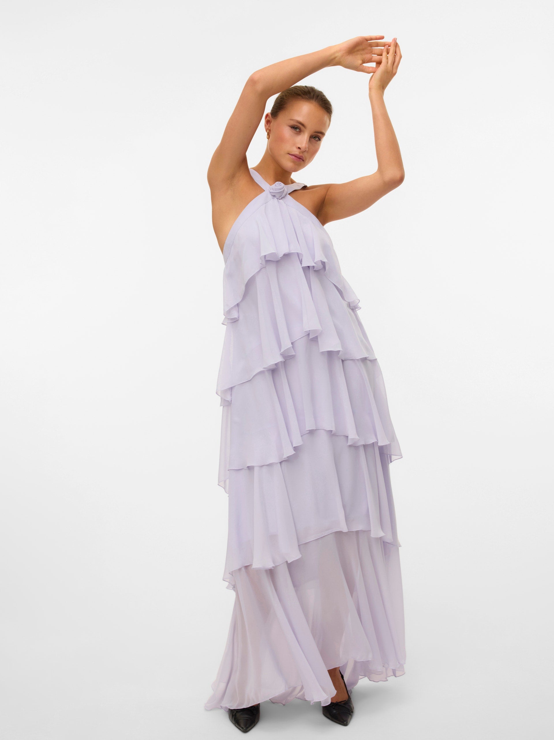 Vera – Rochie Maxi de Damă cu Volane Stratificate Elegantă