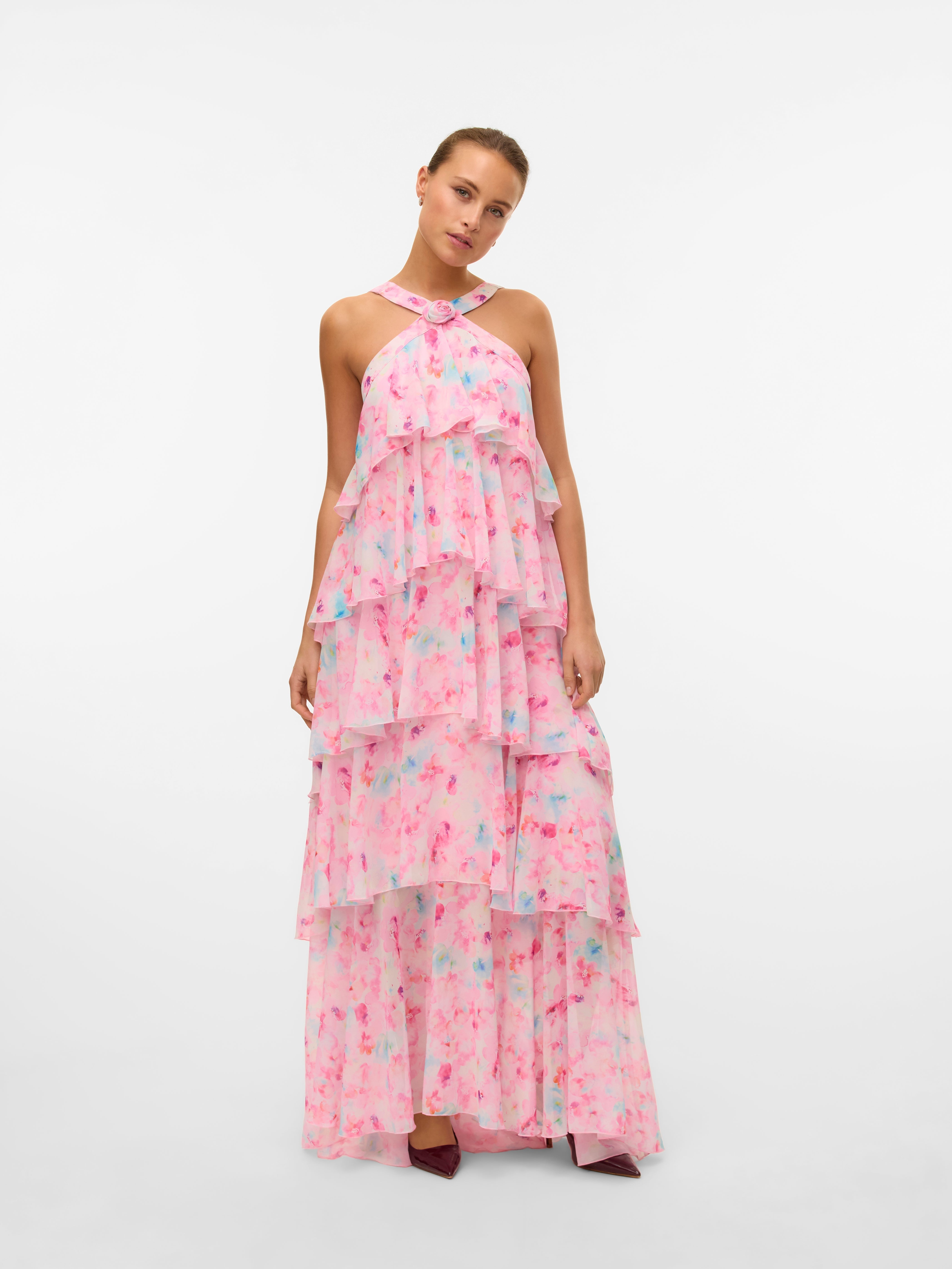 Vera – Rochie Maxi de Damă cu Volane Stratificate Elegantă