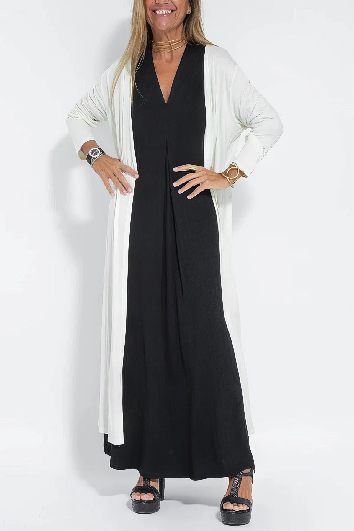 Renata | rochie lungă cu cardigan asortat