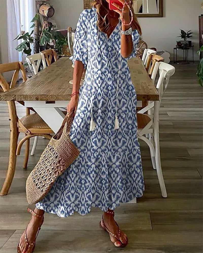 Sophia - Rochie de Vară Boho Vintage cu Decolteu în V