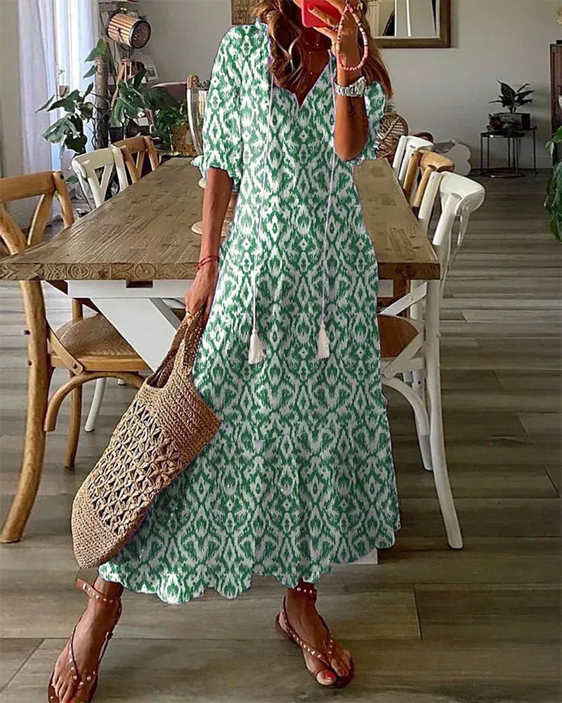 Sophia - Rochie de Vară Boho Vintage cu Decolteu în V