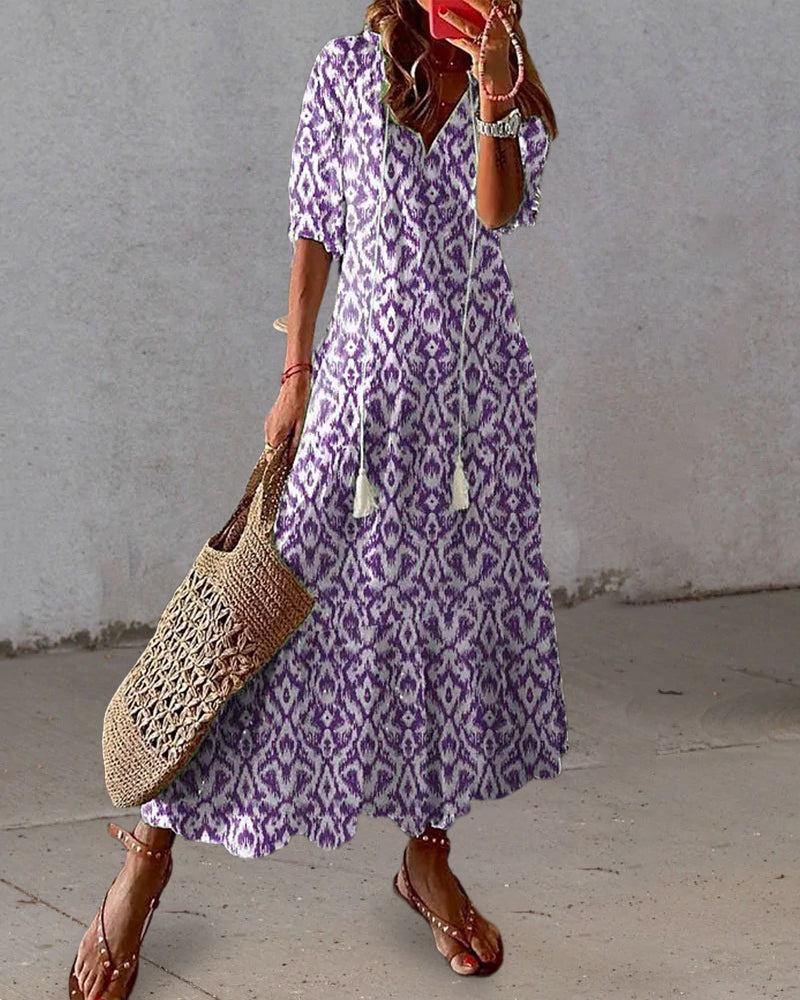 Sophia - Rochie de Vară Boho Vintage cu Decolteu în V