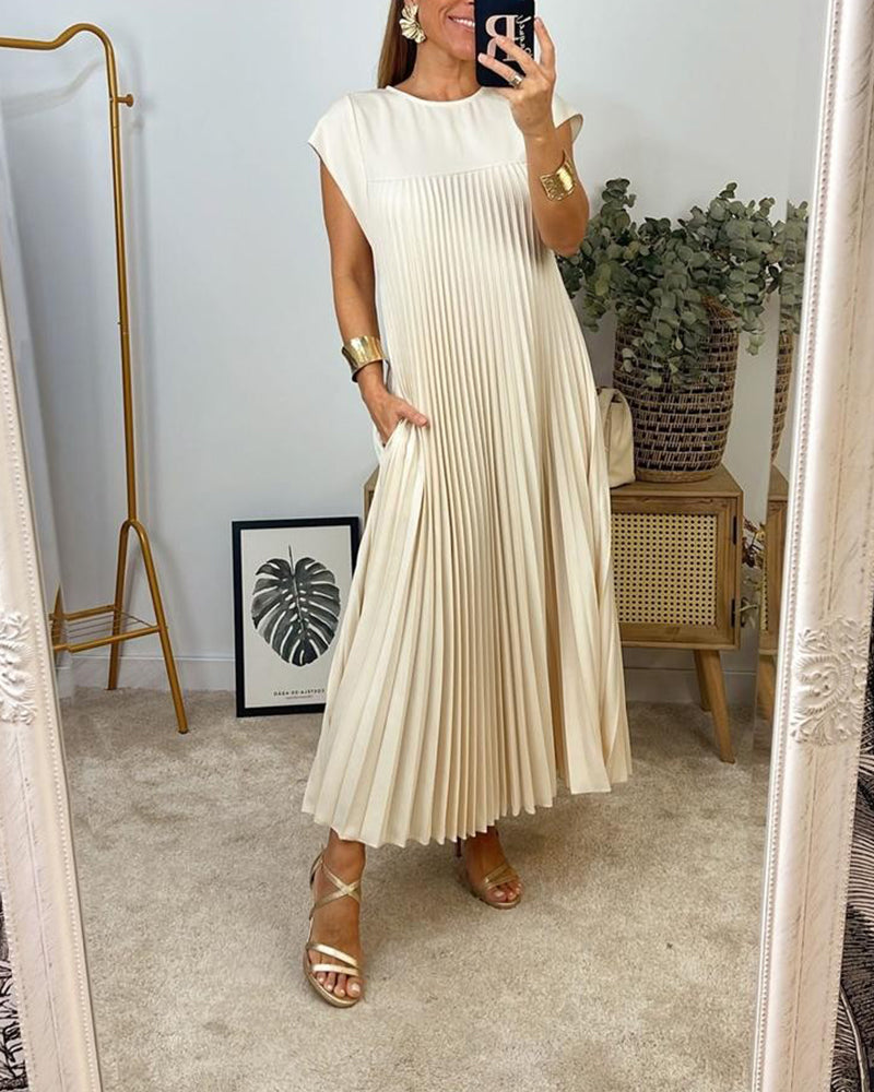 Amada – Rochie de Damă Elegantă Fără Mâneci cu Plisaje