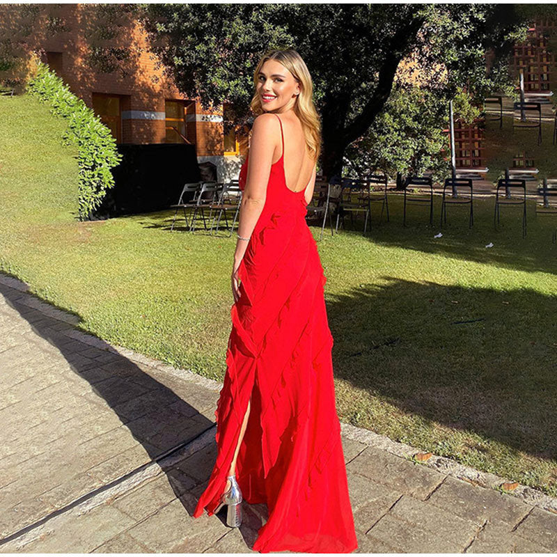 Sira – Rochie Elegantă cu Volane din Chiffon, Feminină, Pentru Ocazii Speciale