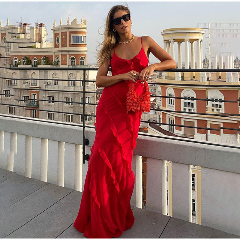 Sira – Rochie Elegantă cu Volane din Chiffon, Feminină, Pentru Ocazii Speciale