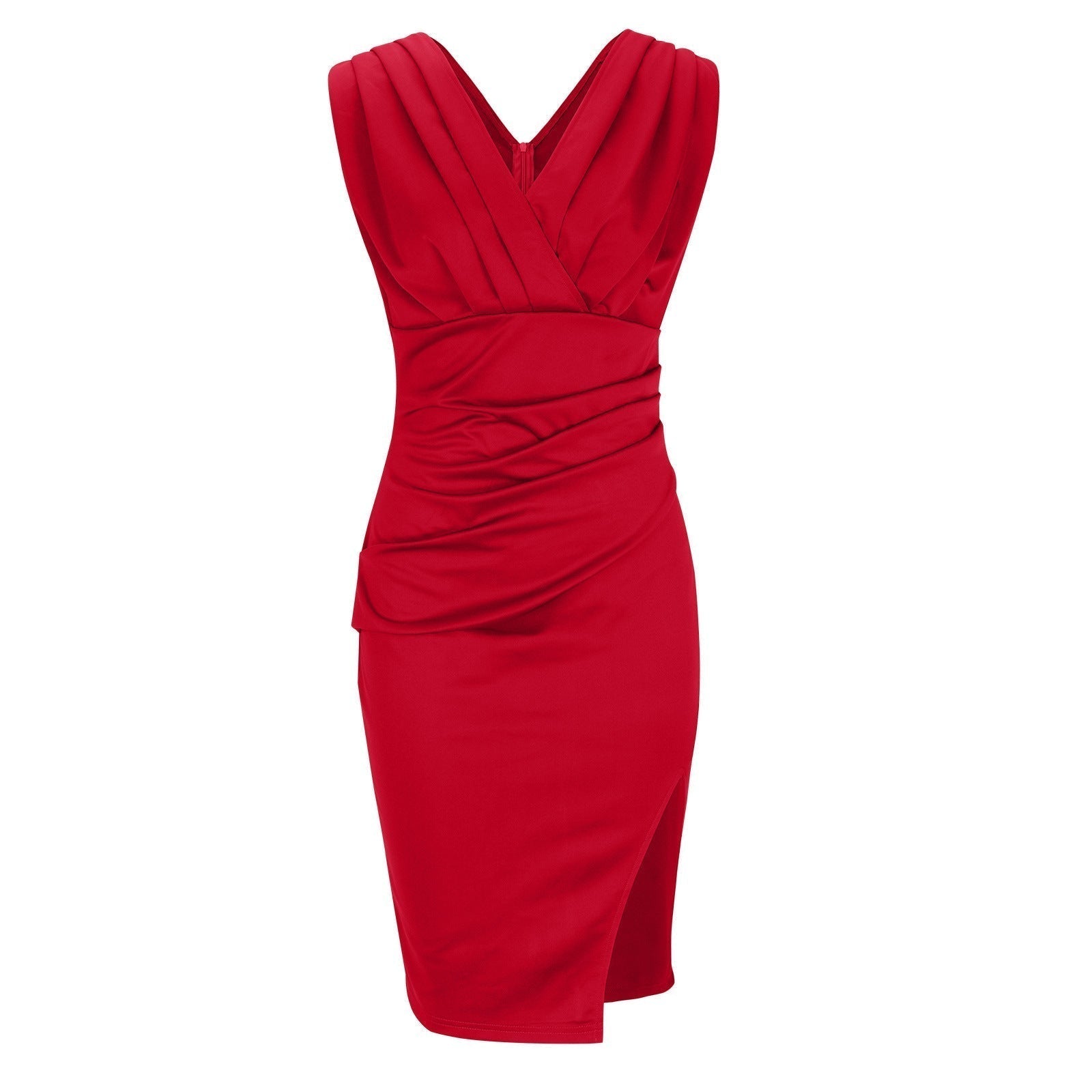 Fresia – Rochie Damă Chic, Ajustată cu Decolteu în V și Fustă Midi cu Slit