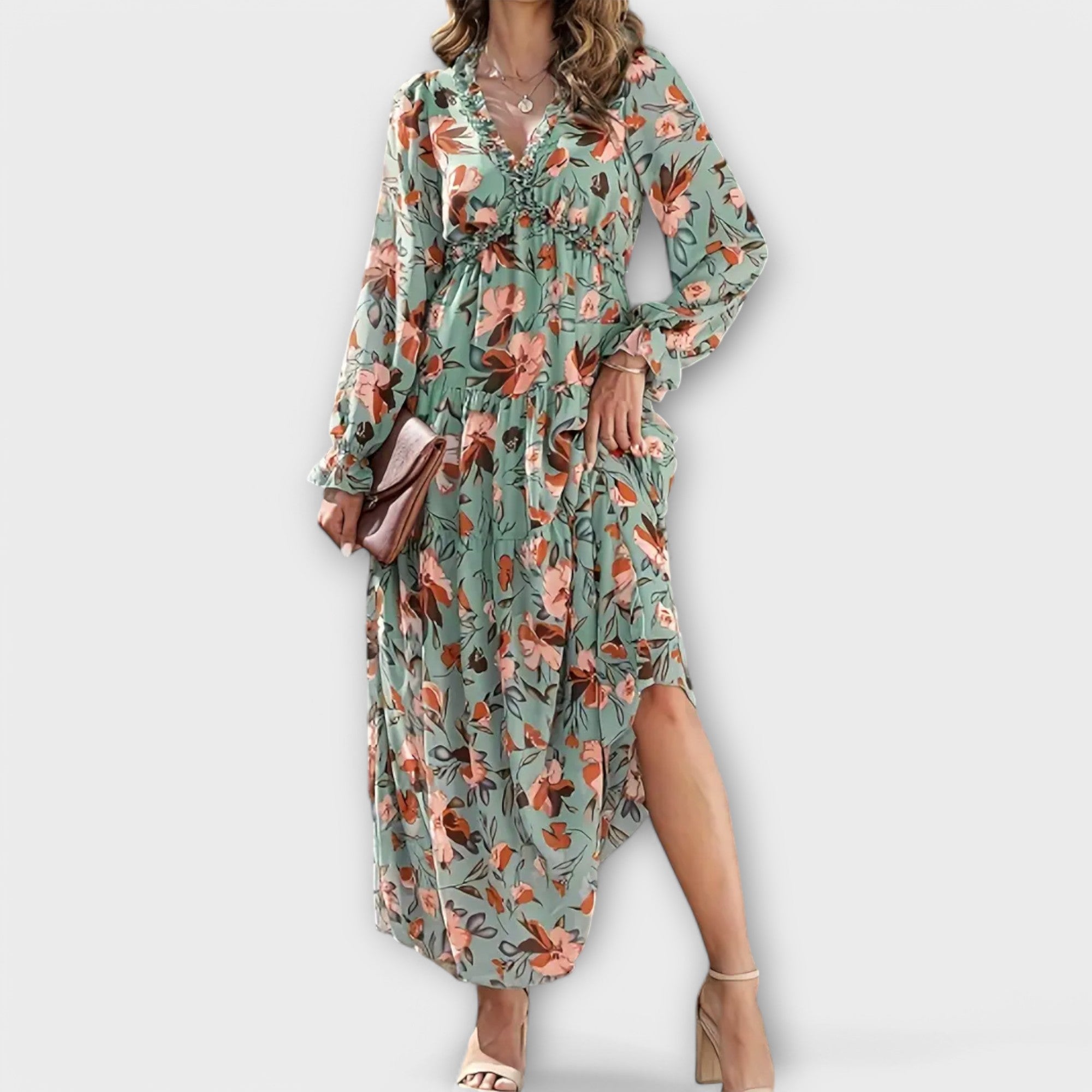 Helena – Rochie de Damă Lungă Elegantă din Material Ușor
