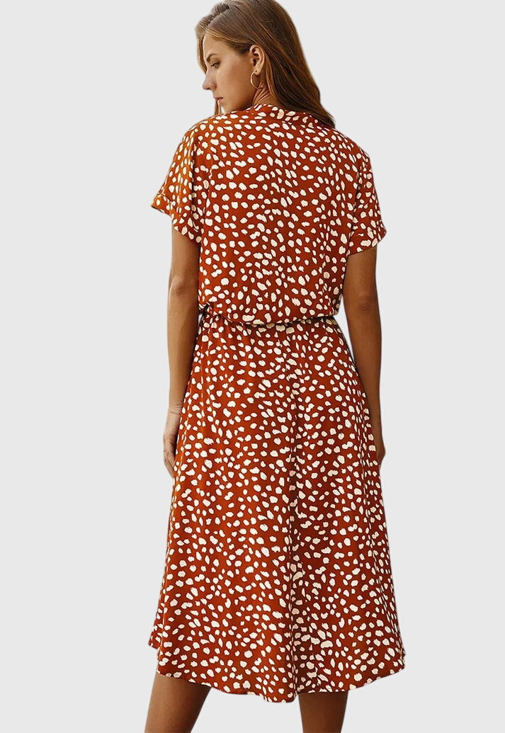 Amber – Rochie de Damă Imprimată cu Decolteu în V
