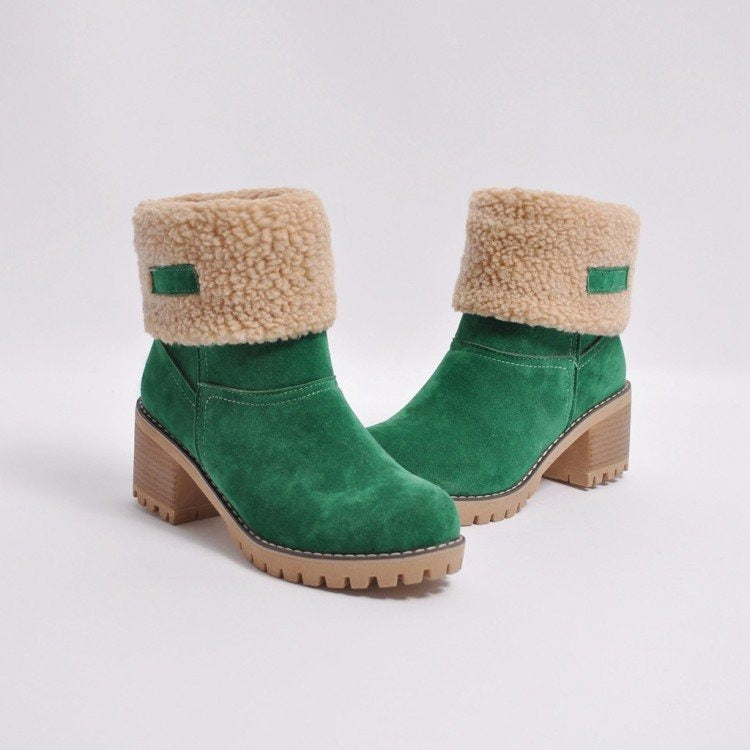 Ardia – Botine de Damă Elegante cu Fleece Călduros și Toc Bloc