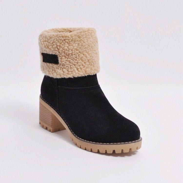 Ardia – Botine de Damă Elegante cu Fleece Călduros și Toc Bloc