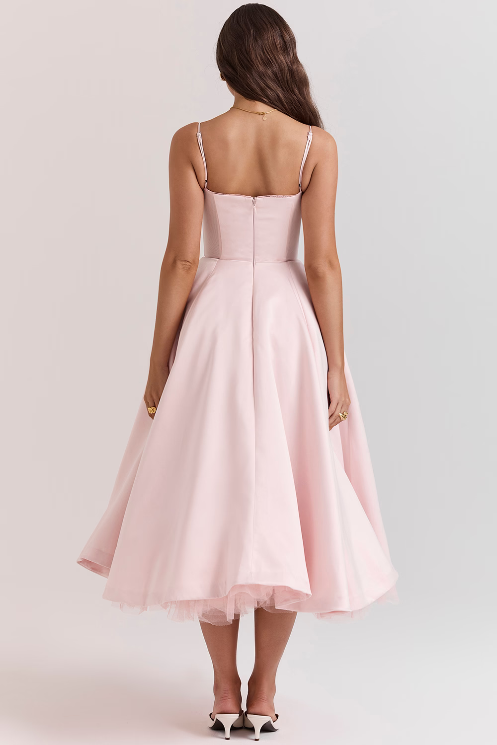 Benilda – Rochie Damă Elegantă Midi din Satin Duchesse și Tul