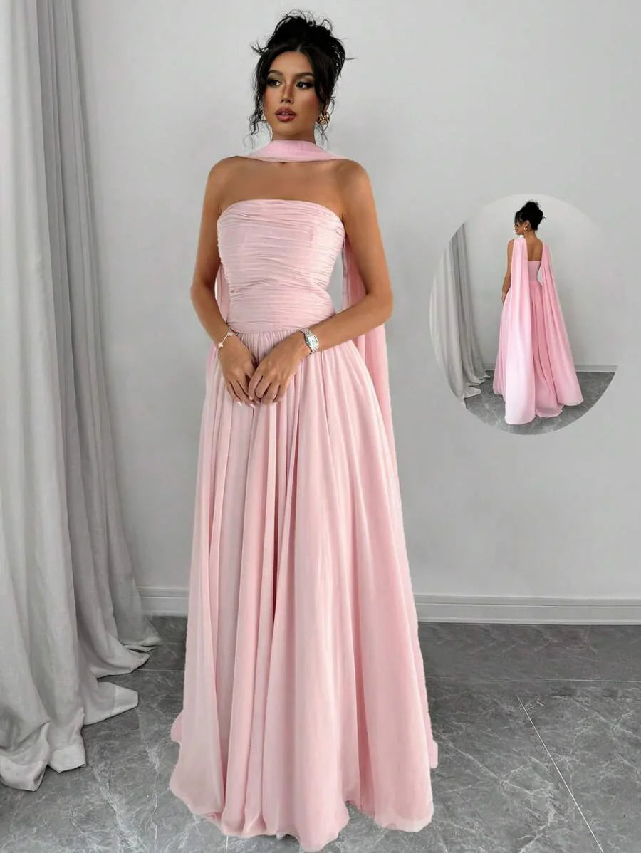 Alessia – Rochie de Damă Maxi Elegantă Sculptată Fără Bretele