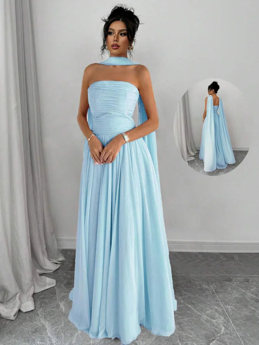 Alessia – Rochie de Damă Maxi Elegantă Sculptată Fără Bretele
