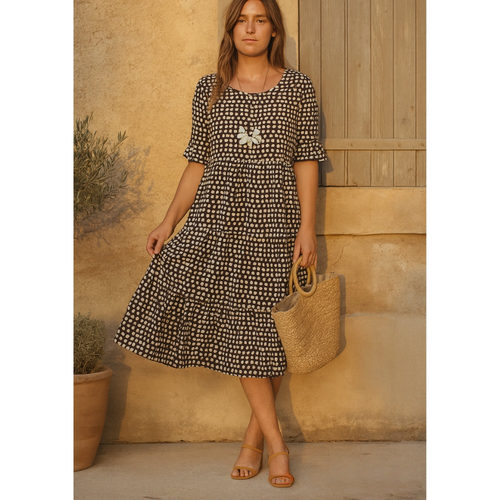 Maria™ - Rochie Midi cu Mâneci Volan