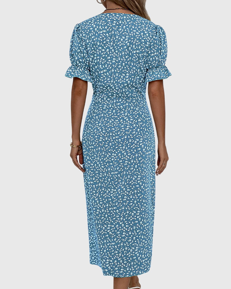 Barbara – Rochie V-Neck Damă Floral Elegant