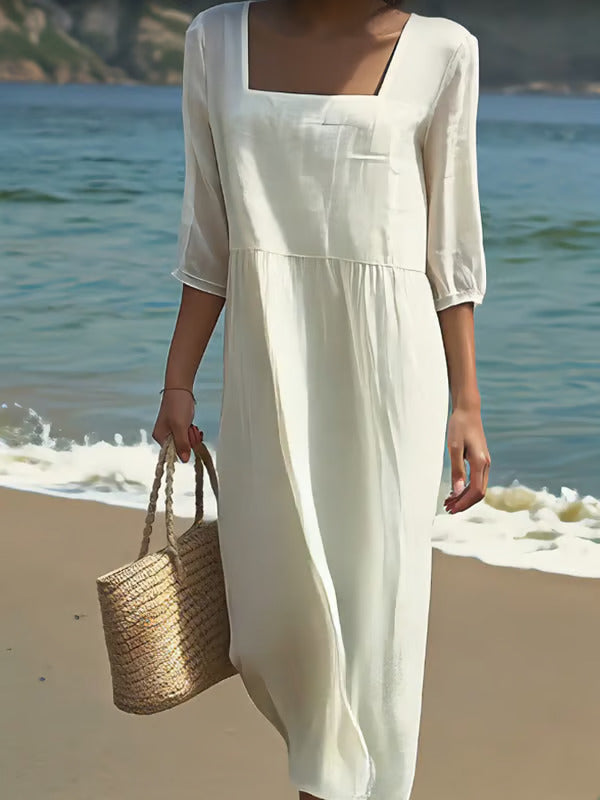 Lunelle – Rochie Lejeră de Damă din In și Bumbac, Croială Fluidă