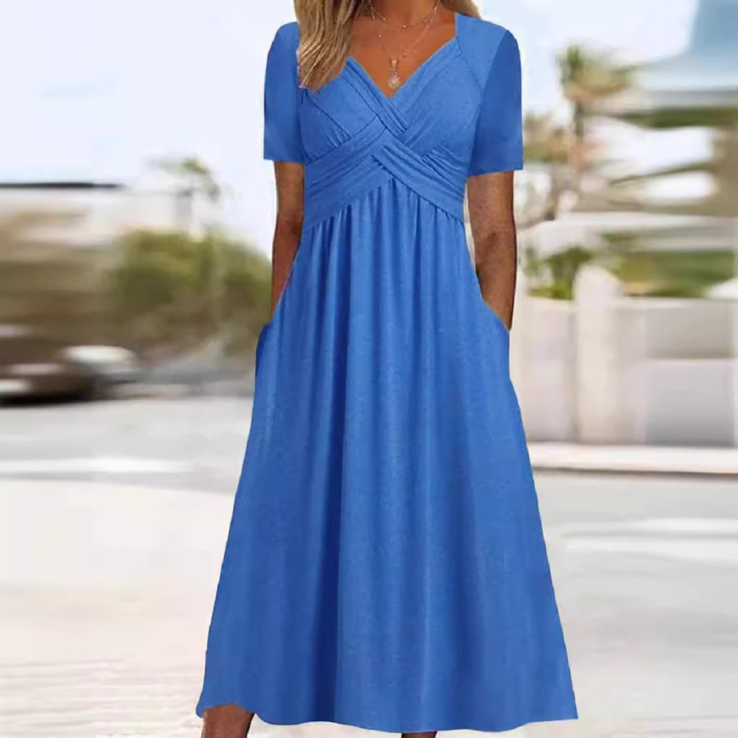 Delilah – Rochie Midi de Damă cu Talie și Buzunare