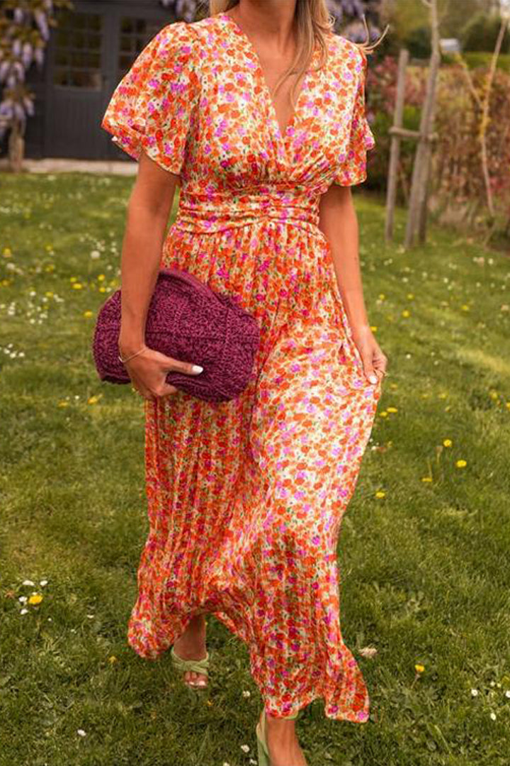 Pauline - Rochie lungă cu motiv floral