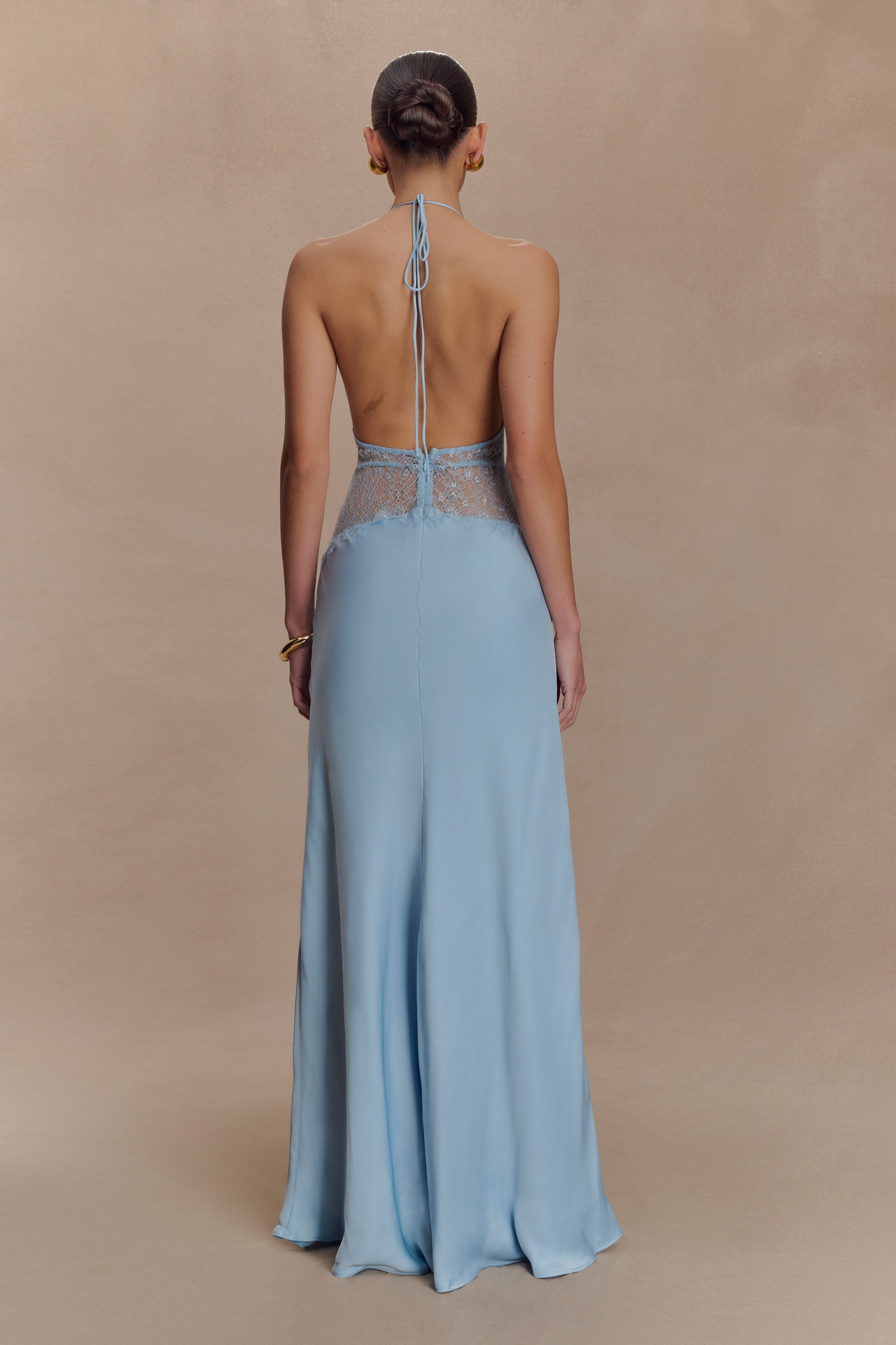 Kalira – Rochie Maxi Damă Elegantă din Satin cu Dantelă Roz