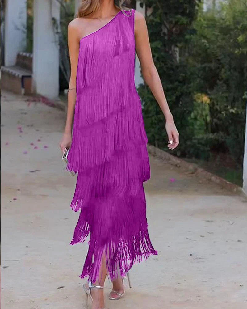 Dalia – Rochie de Damă Elegantă cu Franjuri și Stil Modern