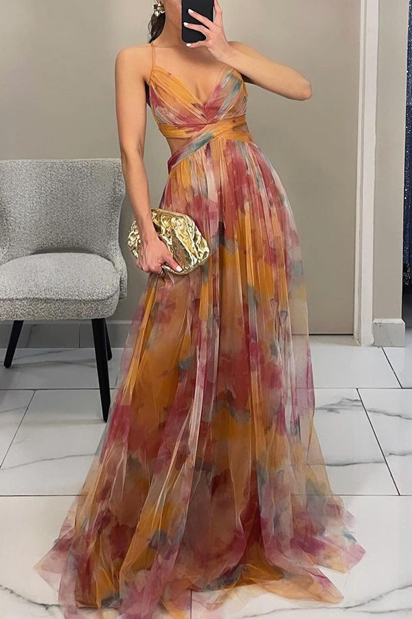Liora – Rochie de Damă Maxi Elegantă cu Imprimeu Acquerel