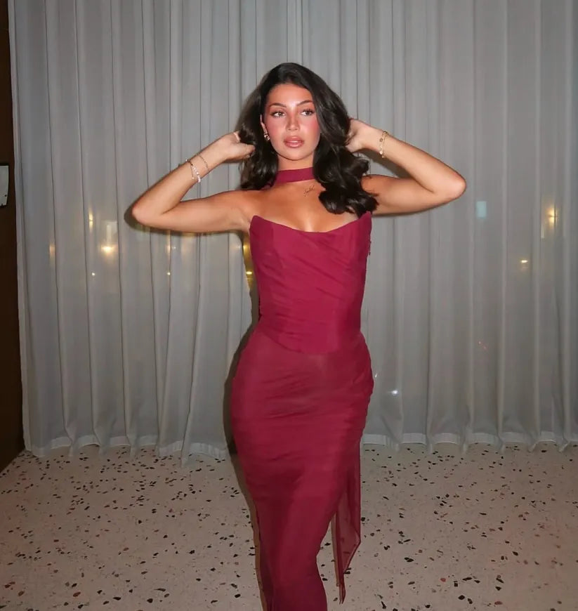 Aniyah | Rochie Maxi Bodycon Fără Bretele