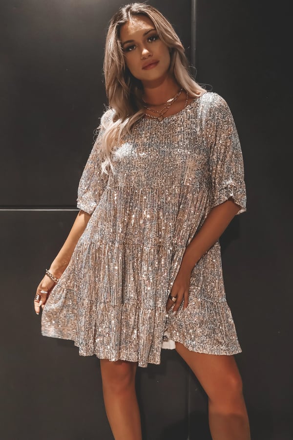 Coco - Rochie Mini Pălită cu Paiete