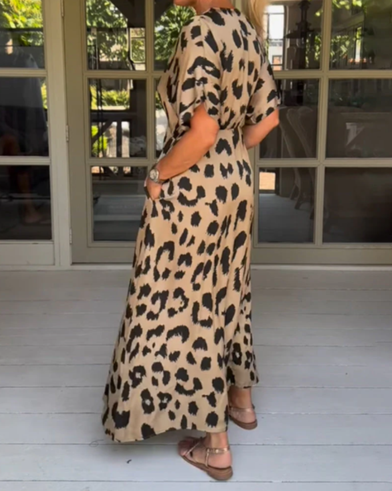 Fenja™ | Rochie maxi cu model de leopard