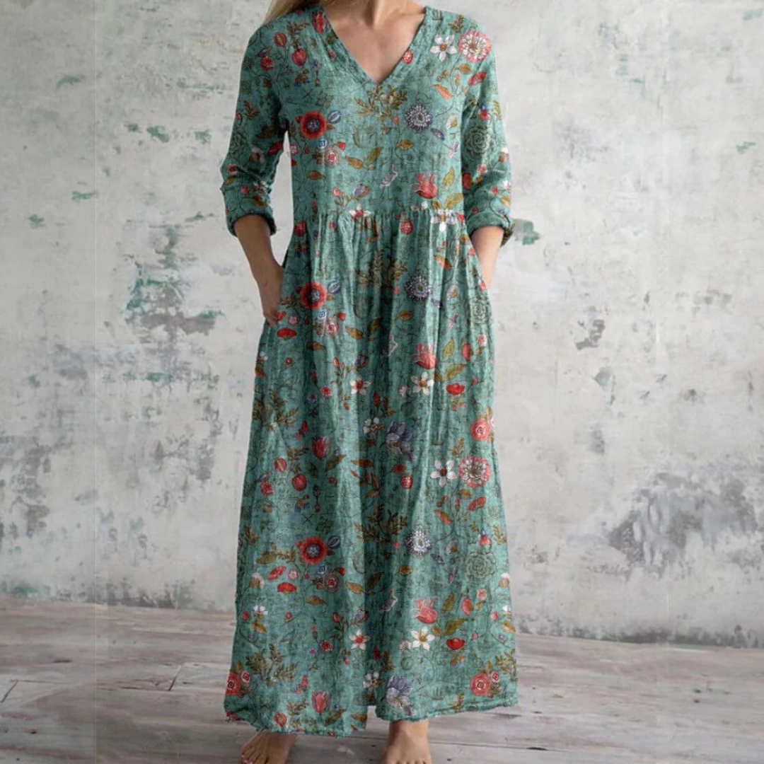 Ais | Rochie de vară din in și bumbac cu model floral